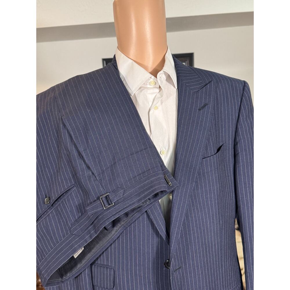 Tom Ford Navy Striped Peak Lapel 2pc Suit O'Connor 52R 42R US Men's